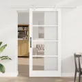 Ensemble de Porte Coulissante avec Quincaillerie  Blanc 93x202 cm Bois Massif de Pin
