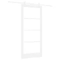 Ensemble de Porte Coulissante avec Quincaillerie  Blanc 93x202 cm Bois Massif de Pin