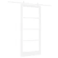 Ensemble de Porte Coulissante avec Quincaillerie  Blanc 93x202 cm Bois Massif de Pin