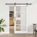 Porte Coulissante  avec Quincaillerie Blanche 93x202 cm Bois Massif Pin