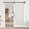 Porte Coulissante  avec Quincaillerie Blanche 93x202 cm Bois Massif Pin