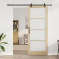 Porte coulissante  avec kit de matériel 93x232 cm bois massif de pin