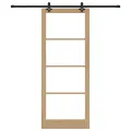 Porte coulissante  avec kit de matériel 93x232 cm bois massif de pin