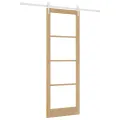 Porte Coulissante avec Set de Quincaillerie 83x232 cm en Bois Massif de Pin