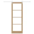 Porte Coulissante avec Set de Quincaillerie 83x232 cm en Bois Massif de Pin