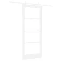 Porte Coulissante  avec Kit de Matériel Blanc 83x202 cm en Bois Massif de Pin