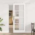 Porte Coulissante  avec Ensemble Quincaillerie 'ORKDAL'Bois Massif & Verre Blanc