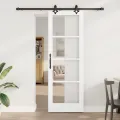 Porte coulissante  avec quincaillerie 'ORKDAL'en blanc, bois massif et verre