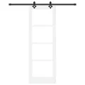 Porte coulissante  avec quincaillerie 'ORKDAL'en blanc, bois massif et verre