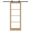 Porte Coulissante  avec Kit de Quincaillerie 'ORKDAL'Bois Massif & Verre