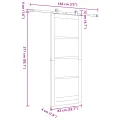 Porte Coulissante  avec Kit de Quincaillerie 'ORKDAL'Bois Massif & Verre