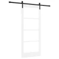 Porte coulissante  avec kit de quincaillerie 'ORKDAL'Blanc Bois Massif et Verre