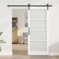Porte coulissante  avec kit de quincaillerie 'ORKDAL'Blanc Bois Massif et Verre