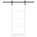 Porte coulissante  avec kit de quincaillerie 'ORKDAL'Blanc Bois Massif et Verre