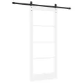 Porte coulissante  avec kit de quincaillerie 'ORKDAL'Blanc Bois Massif et Verre
