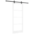 Porte Coulissante  avec Ensemble de Matériel 'ORKDAL'Bois Massif Blanc & Verre
