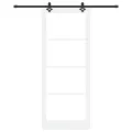 Porte Coulissante  avec Ensemble de Matériel 'ORKDAL'Bois Massif Blanc & Verre
