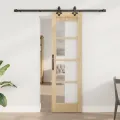 Porte coulissante  avec matériel "ORKDAL" en bois massif et verre