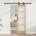 Porte coulissante  avec matériel "ORKDAL" en bois massif et verre