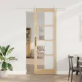 Porte coulissante  avec set de matériel 78x232 cm en bois massif de pin