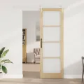 Porte coulissante  avec set de matériel 78x232 cm en bois massif de pin