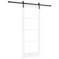 Porte coulissante  avec kit de quincaillerie 'ORKDAL'en bois massif blanc et verre