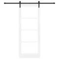 Porte coulissante  avec kit de quincaillerie 'ORKDAL'en bois massif blanc et verre