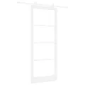 Set de porte coulissante  avec matériel blanc 93x232 cm bois massif pin