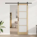 Porte coulissante  avec kit de quincaillerie 'ORKDAL'en bois massif et verre