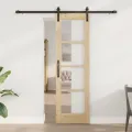 Porte coulissante  avec quincaillerie 'ORKDAL', en bois massif et verre
