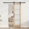 Porte coulissante  avec quincaillerie 'ORKDAL', en bois massif et verre
