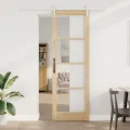 Porte coulissante  avec kit de quincaillerie 'ORKDAL'Bois massif & Verre