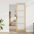 Porte coulissante  avec kit de quincaillerie 'ORKDAL'Bois massif & Verre