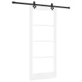 Porte Coulissante  avec Matériel 'ORKDAL'Bois Massif Blanc & Verre