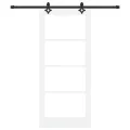 Porte Coulissante  avec Matériel 'ORKDAL'Bois Massif Blanc & Verre