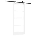 Porte Coulissante  avec Matériel 'ORKDAL'Bois Massif Blanc & Verre