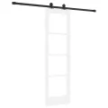 Porte coulissante  avec kit de matériel 'ORKDAL'en bois massif blanc et verre