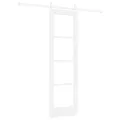 Porte Coulissante  avec Quincaillerie 'ORKDAL'en Bois Massif et Verre Blanc