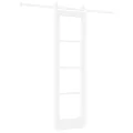 Porte Coulissante  avec Quincaillerie 'ORKDAL'en Bois Massif et Verre Blanc
