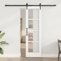 Porte Coulissante  avec Ensemble de Matériel Blanc 61x198,5 cm Bois Massif Pin