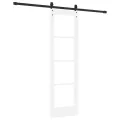 Porte Coulissante  avec Ensemble de Matériel Blanc 61x198,5 cm Bois Massif Pin