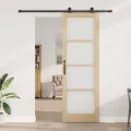 Porte Coulissante  avec Set de Quincaillerie 'ORKDAL'Bois Massif & Verre