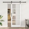 Porte coulissante  avec matériel blanc 83x211 cm bois massif en pin