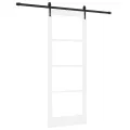 Porte coulissante  avec matériel blanc 83x211 cm bois massif en pin