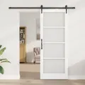 Porte coulissante  avec matériel blanc 83x211 cm bois massif en pin