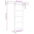 Porte coulissante  avec matériel blanc 83x211 cm bois massif en pin