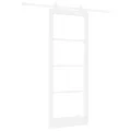 Porte coulissante  avec quincaillerie 'ORKDAL'Blanc en bois massif et verre