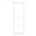 Porte Coulissante  avec Kit de Quincaillerie 'ORKDAL'en Bois Massif Blanc et Verre