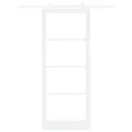 Porte Coulissante  avec Kit de Quincaillerie 'ORKDAL'en Bois Massif Blanc et Verre