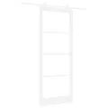 Porte Coulissante  avec Kit de Quincaillerie 'ORKDAL'en Bois Massif Blanc et Verre